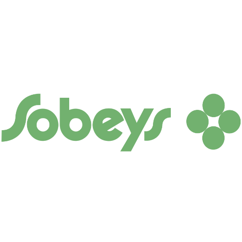 Green Sobeys logo with a stylized cloverleaf design to the right on a transparent background.